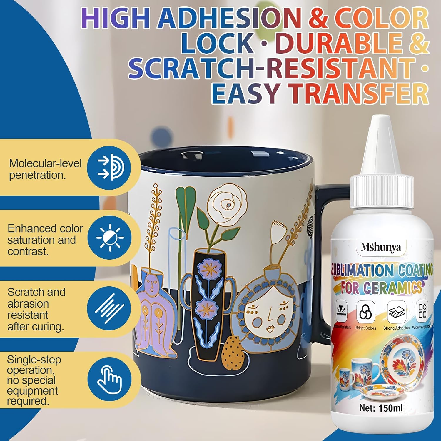 Sublimation Coating for Ceramic, High Adhesion, Vibrant and Rich Color 5 Oz