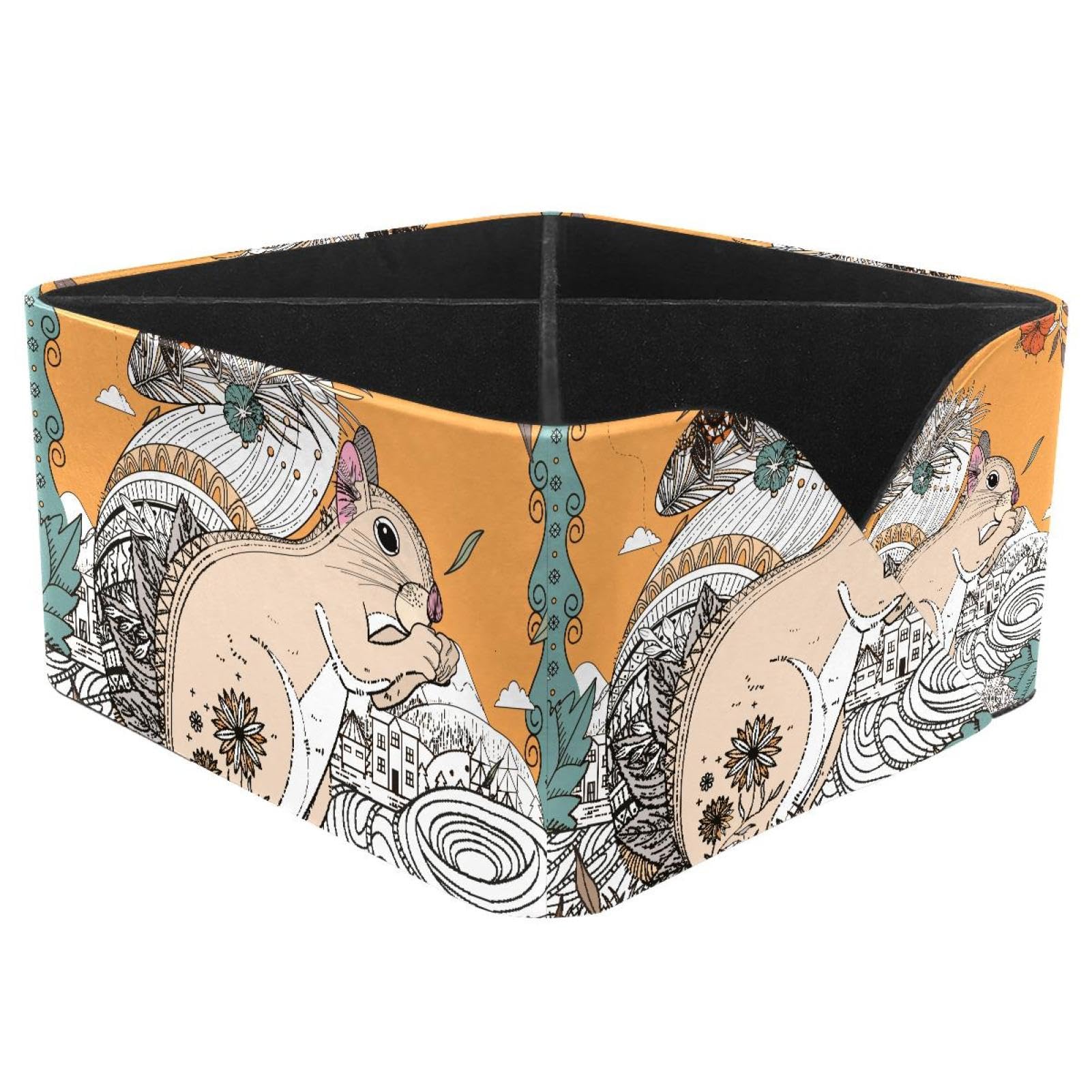KengjuTesu Squirrel Desktop Organizer Pen Holder, Rectangular Pencil Cup for Office, Study and Makeup Stations