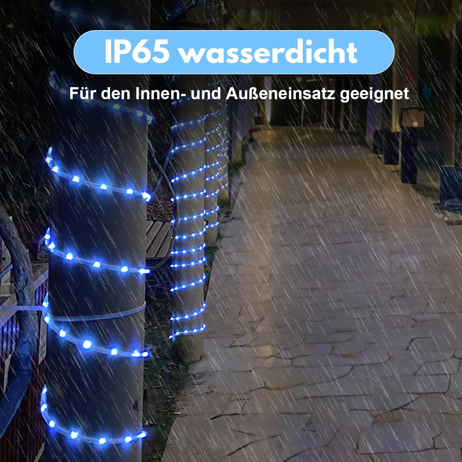 Tubo de luz de 20 m, multicolor, mando a distancia, regulable, IP65