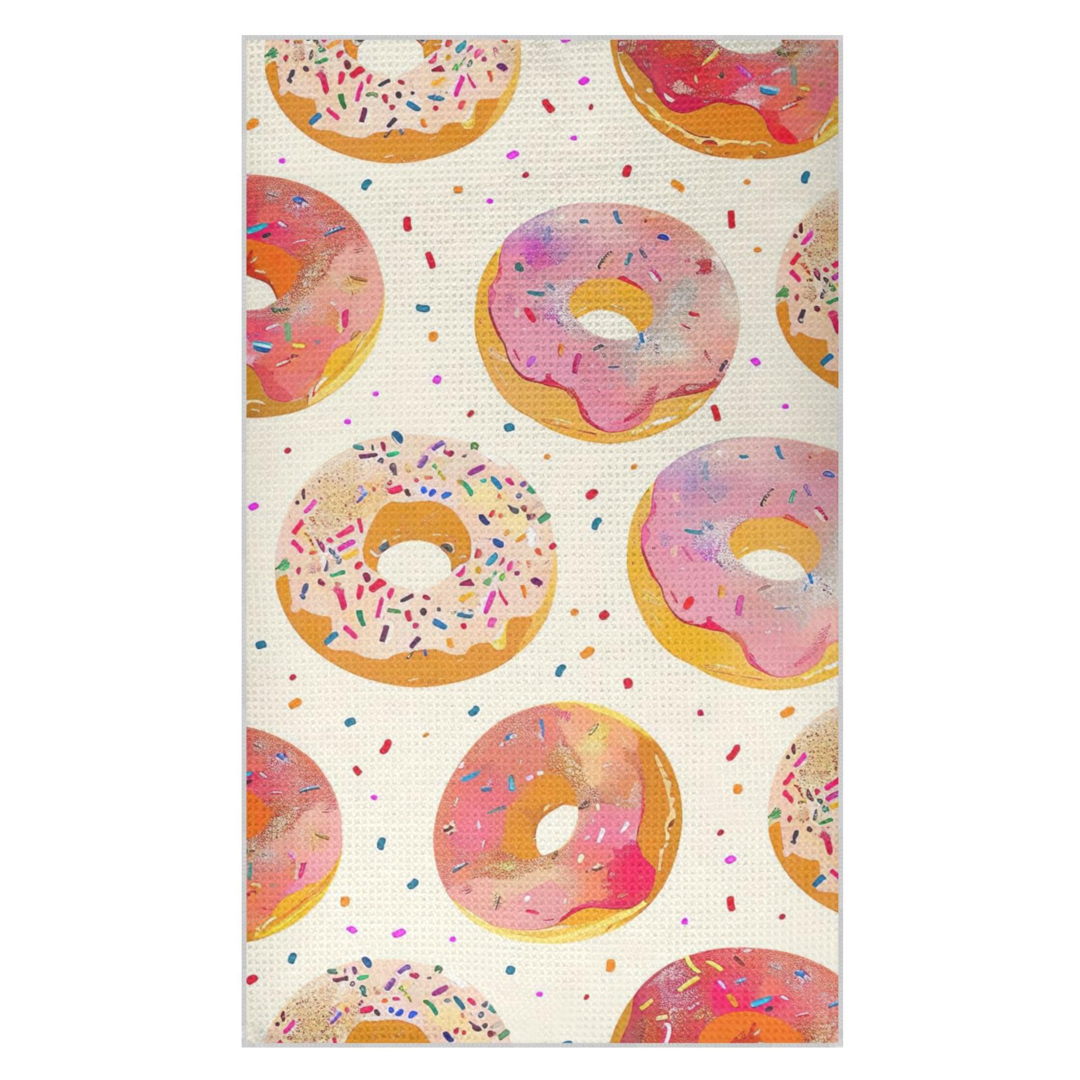 Kutsu Donuts Waffle Weave Kitchen Towels Absorbent Quick Drying Dish Towels for Kitchen, Decorative Tea Towel, 18x30 in