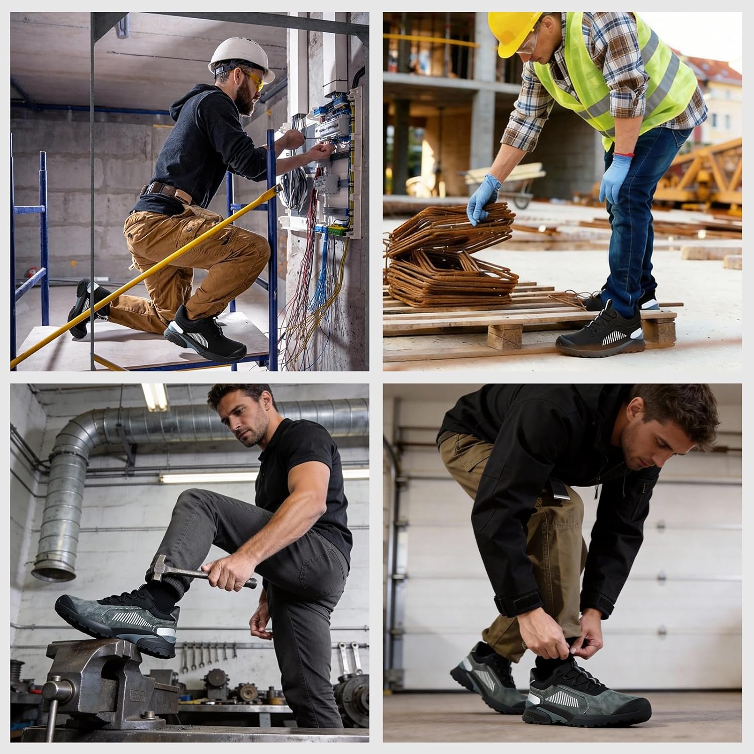 Steel Toe Shoes for Men,Lightweight Work Shoes,Mens Indestructible Safety Boots,Puncture Proof Construction Steel Toe Shoes Sneaker.