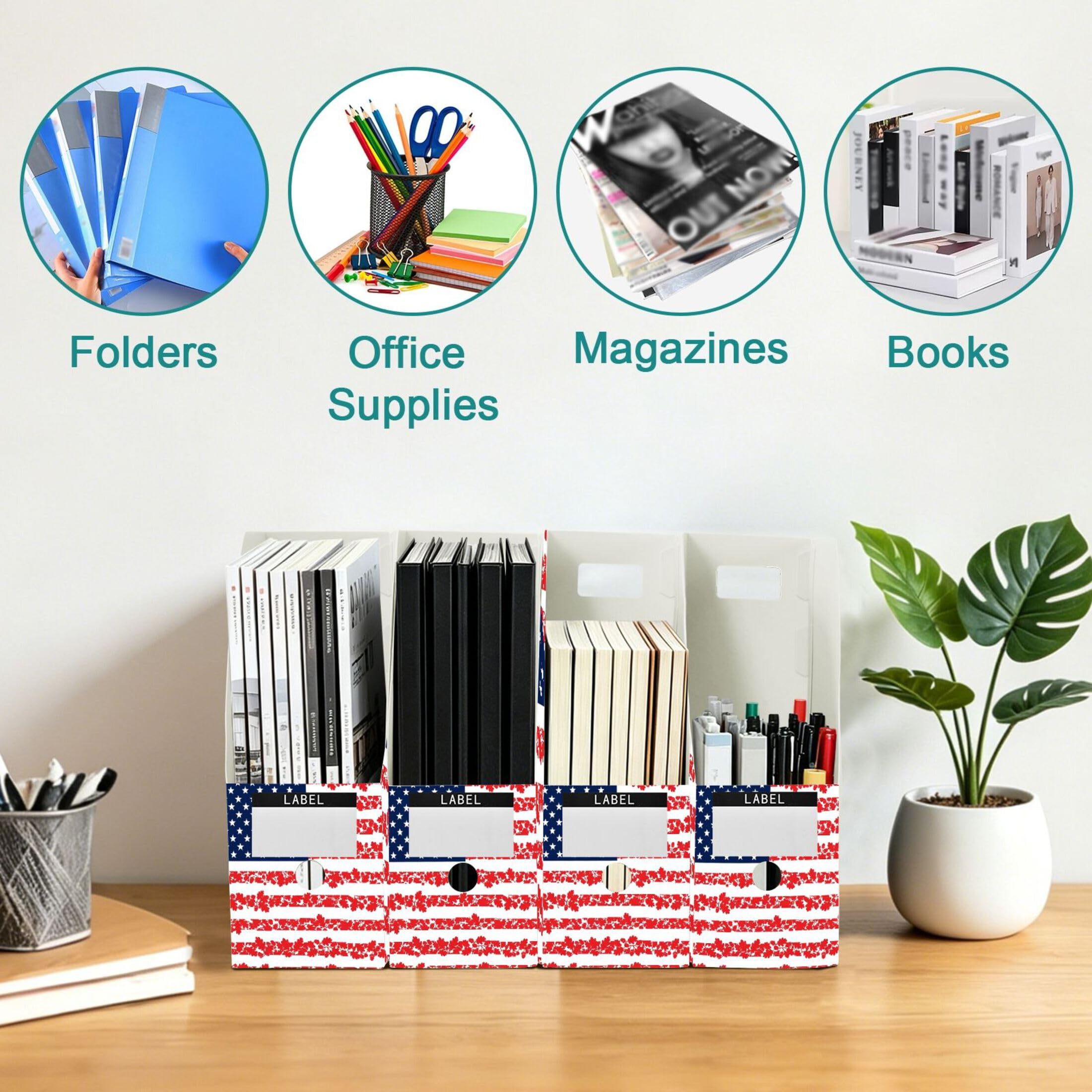 Soportes plegables para revistas para estante de escritorio