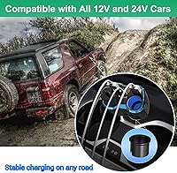 Vista 8 de Cigarette Lighter Splitter: USB C 12V Car Charger Adapter 2 Socket Type C Multi 12 Volt Power Outlet 24V DC 80W with LED Voltmeter Switch 6.3A Dual