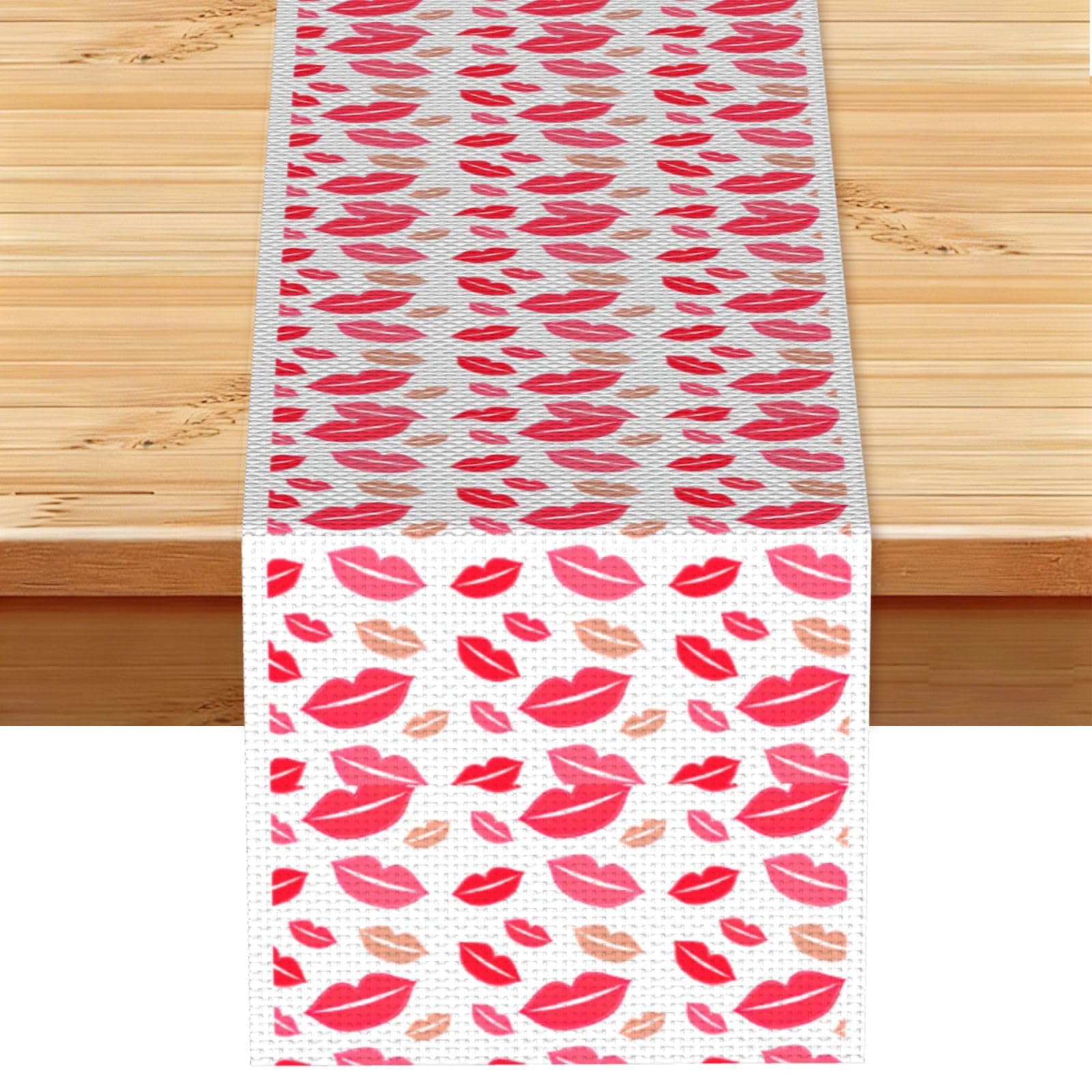 Lips Multi Purpose Table Runner for Home Decor, Printed Table Cloth for Kitchen Table, Countertops & Dining Area
