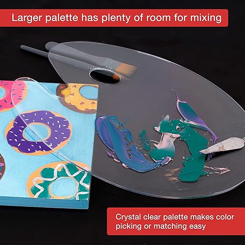 Miniatura 5 de U.S. Art Supply Paleta de pintura acrílica transparente en forma ovalada de 11.8 x 15.8 pulgadas, bandeja de mezcla de colores de pintura gruesa y
