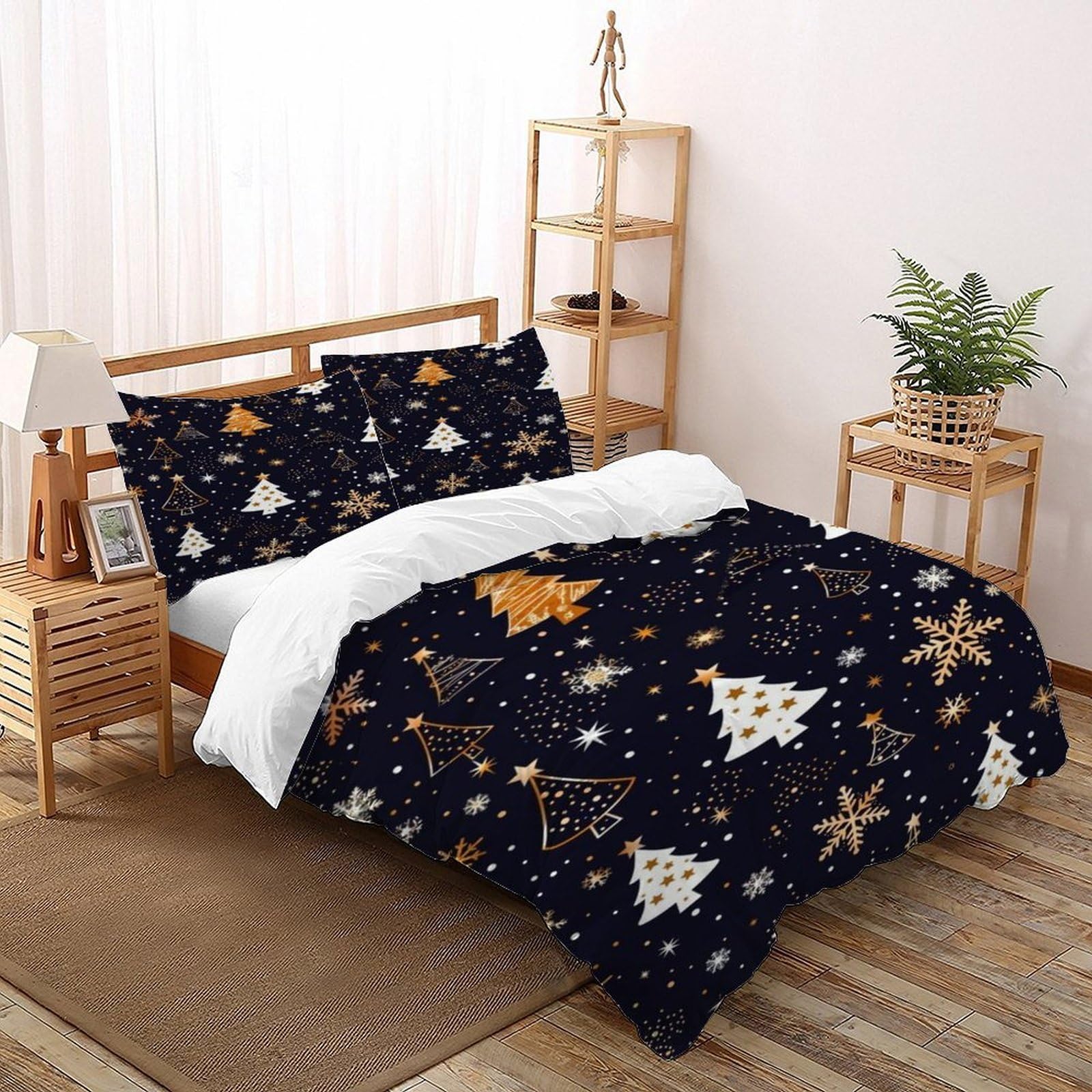 Housse de couette Noël 200x200 : finie la couette qui glisse avec la fermeture éclair