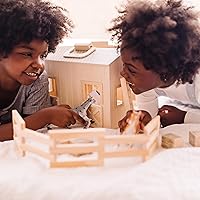 Vista 8 de Melissa & Doug Casa de muñecas de madera Fold and Go con establo de caballos con asa y caballos de juguete (11 piezas)