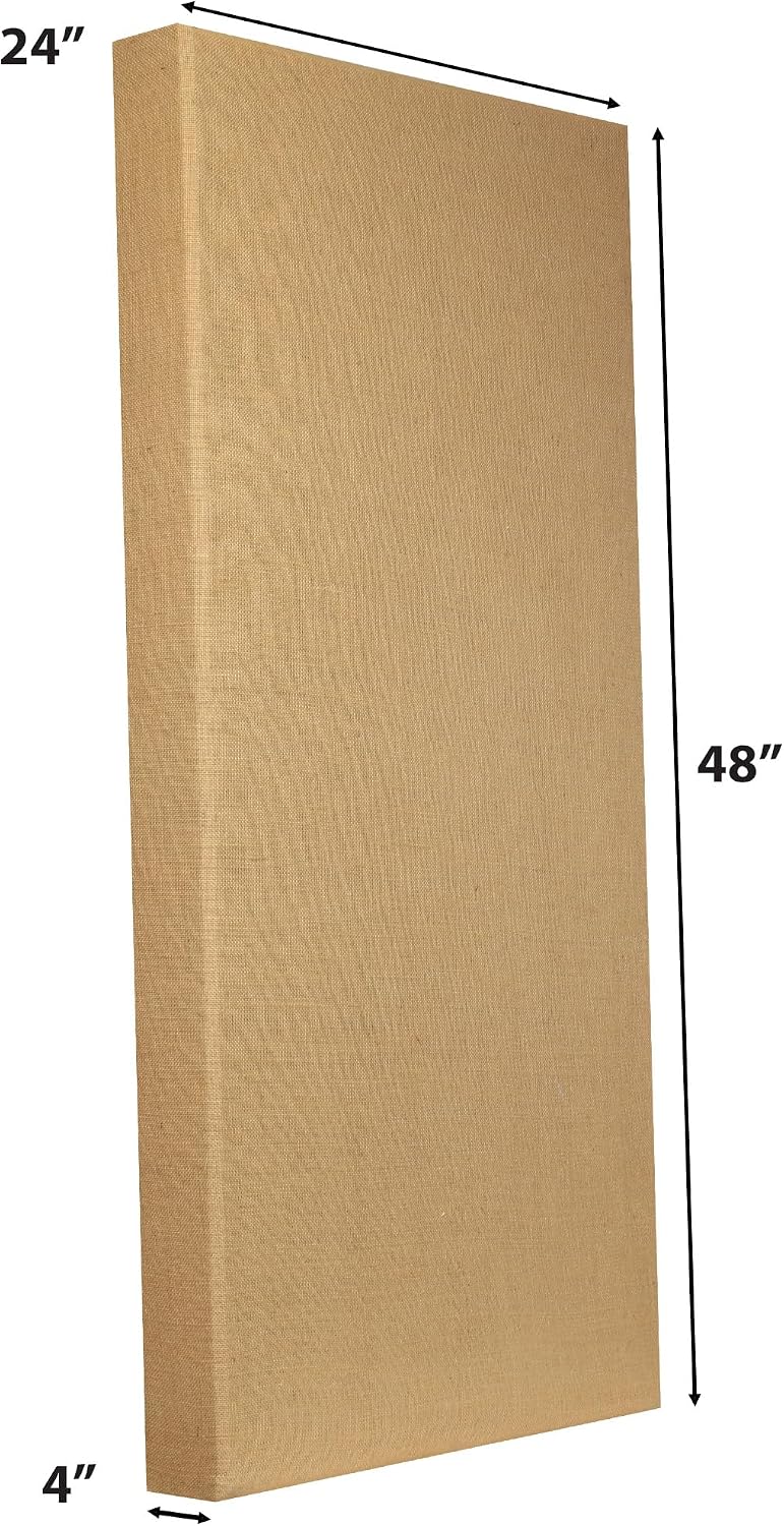 Sound Absorbing Acoustic Panel 24" x 48" x 4" Beveled Edge (Natural)