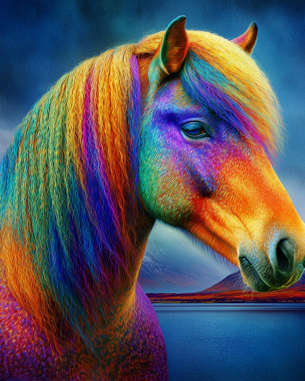Liubaishi Multicolour Paint By Numbers For Adults, Rainbow Horse, 40X50 Cm Acrylic Canvas Painting Kit With Brushes And Paints