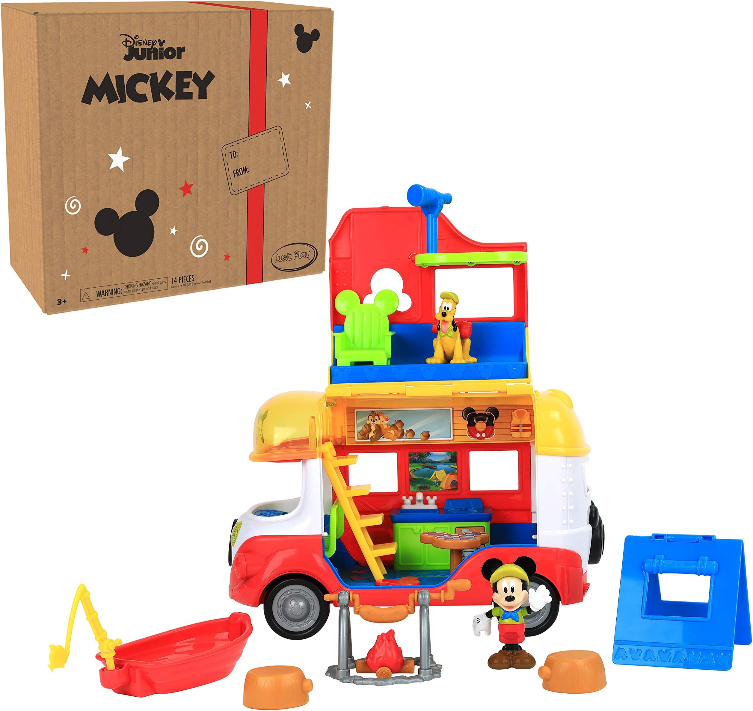 Disney Junior Mickey Mouse Outdoor and Explore Camper, Lights and Sounds Playset, Kids Toys for Ages 3 Up, Amazon Exclusive by Just Play