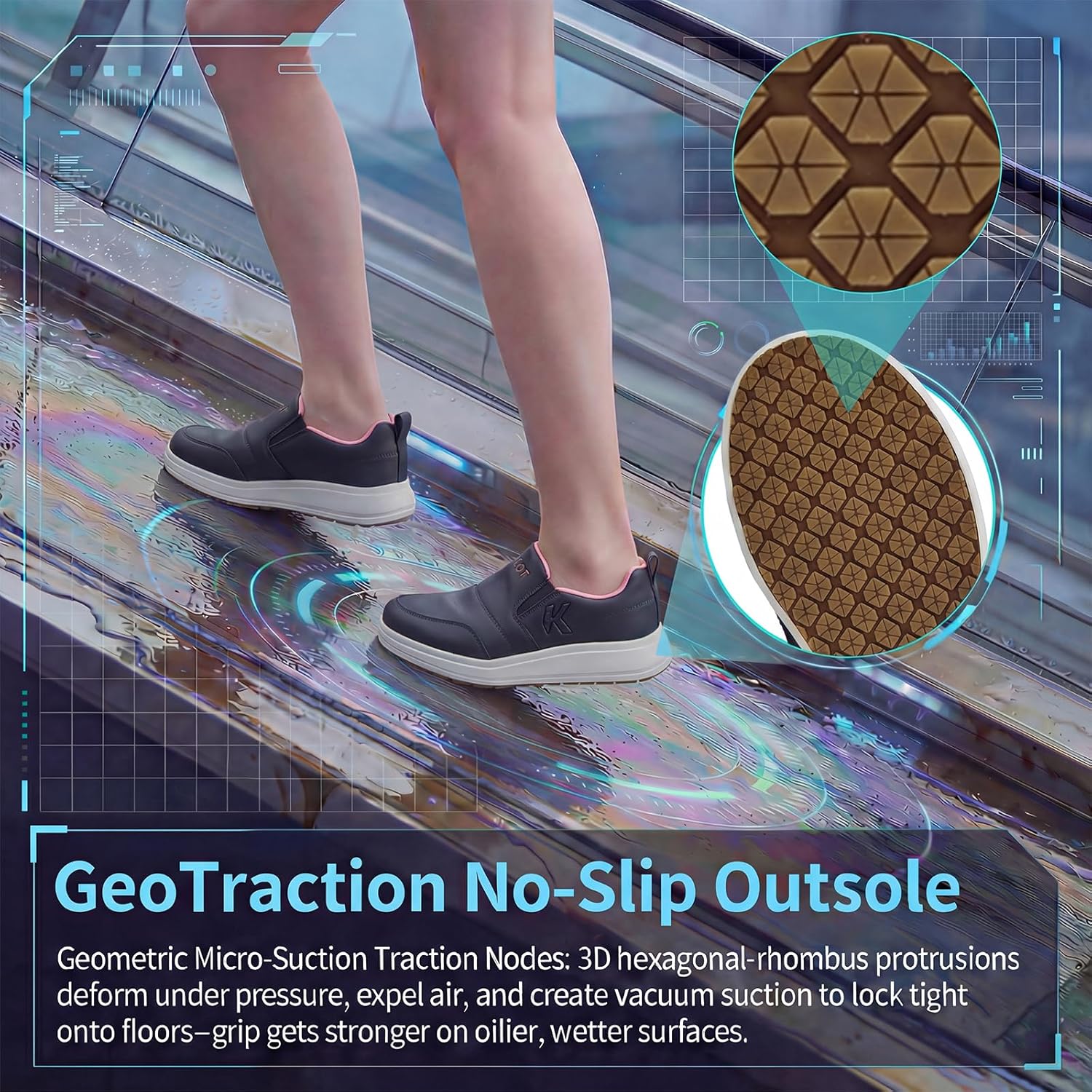 Slip-On Waterproof Non-Slip Wide Width Shoes for Women with Arch Support, Oil Resistant Lightweight Work Sneakers for Kitchen, Restaurant, Chefs, Food Service & Nursing Staff - Image 3