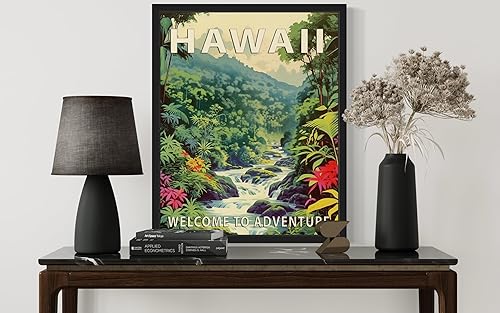 Miniatura 5 de Póster artístico del paisaje del estado de Hawái, decoración artística de paisaje retro de los estados, pintura de montaña y paisaje de aventura