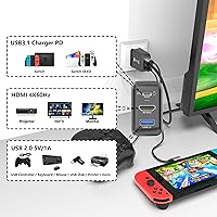 Vista 2 de RREAKA Switch Dock Charger for Nintendo SwitchOLED, Portable TV Docking Station for Nintendo Switch 4K60Hz HDMIUSB2.0PD USB-C Fast Charging Ports