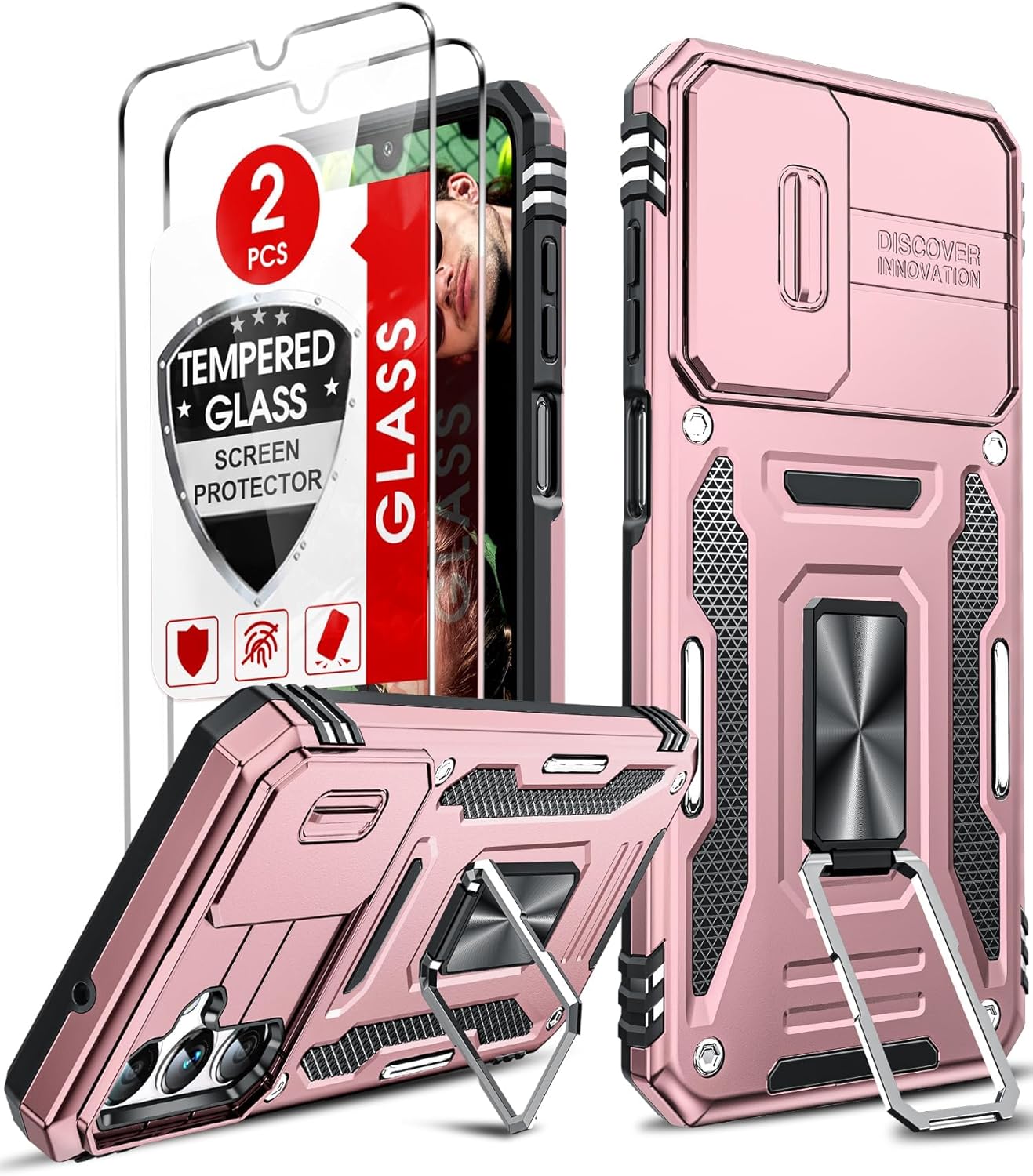 LeYi Compatible for Samsung Galaxy A14 5G Phone Case: Galaxy 14A 5G Case with 2X Screen Protectors, Slide Camera Cover & Magnetic Ring Stand Fancy Carcasa para Galaxy A14 for Women, Rose Gold LeYi Compatible for Samsung Galaxy A14 5G Phone Case: Galaxy 14A 5G Case with 2X Screen Protectors, Slide Camera Cover & Magnetic Ring Stand Fancy Carcasa para Galaxy A14 for Women, Rose Gold