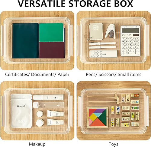 Miniatura 4 de Marte Vanci Contenedor de almacenamiento transparente para proyectos, caja de almacenamiento de plástico con tapas de pestillo, protector de