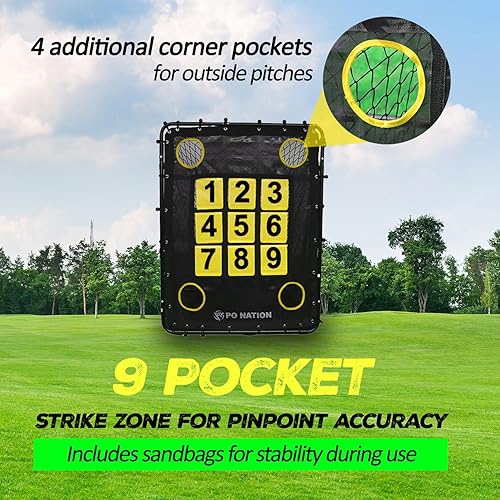 Miniatura 3 de Red de lanzamiento de béisbol con objetivo de zona de ataque para entrenamiento  Red de práctica para lanzadores para béisbol y softbol