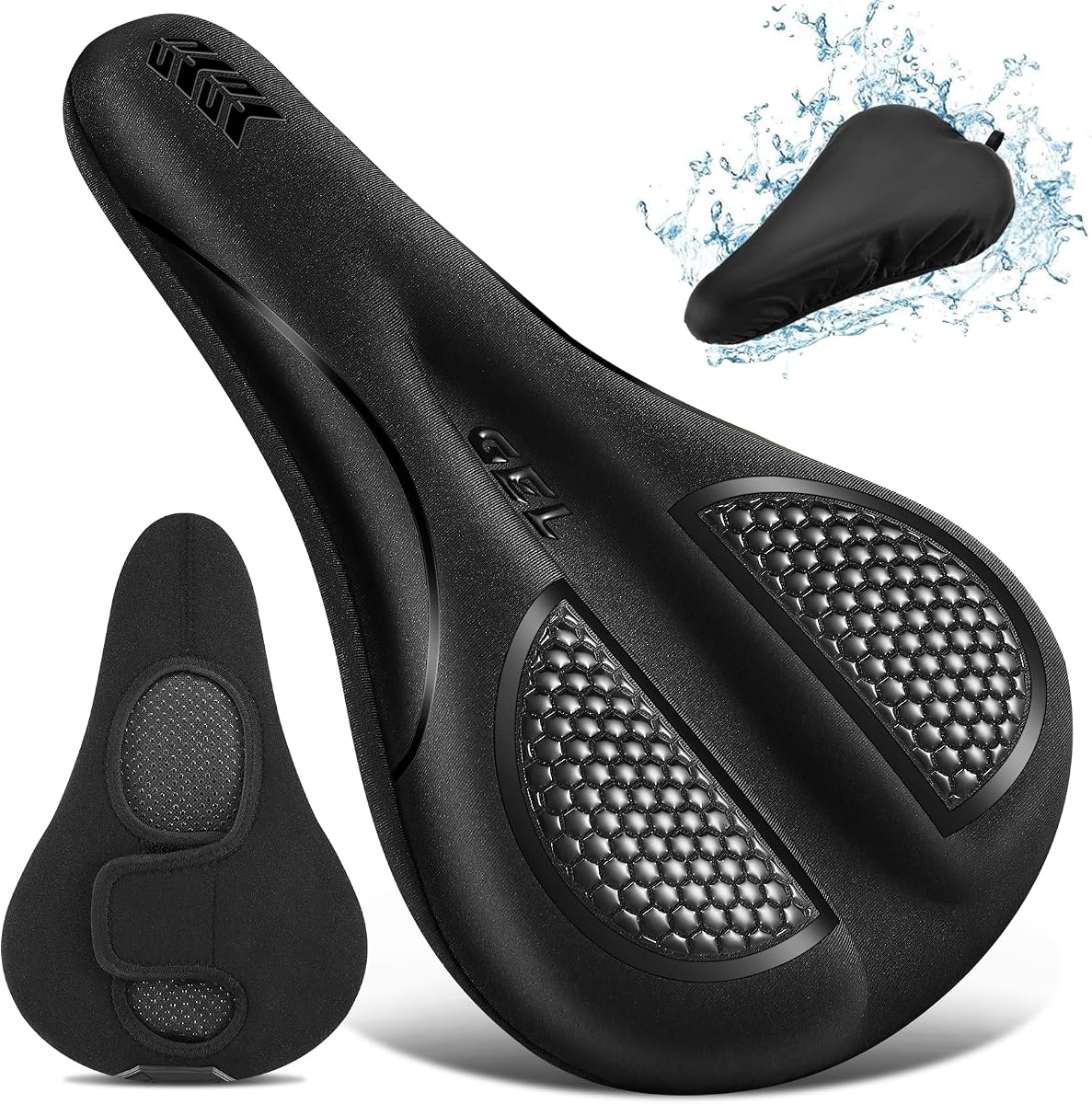 Cojín para asiento de bicicleta, funda acolchada de gel para asiento de bicicleta, extra suave, cómoda para hombres y mujeres, comodidad, con pelotón estacionario, ejercicio, bicicletas de montaña, de carretera y eléctricas