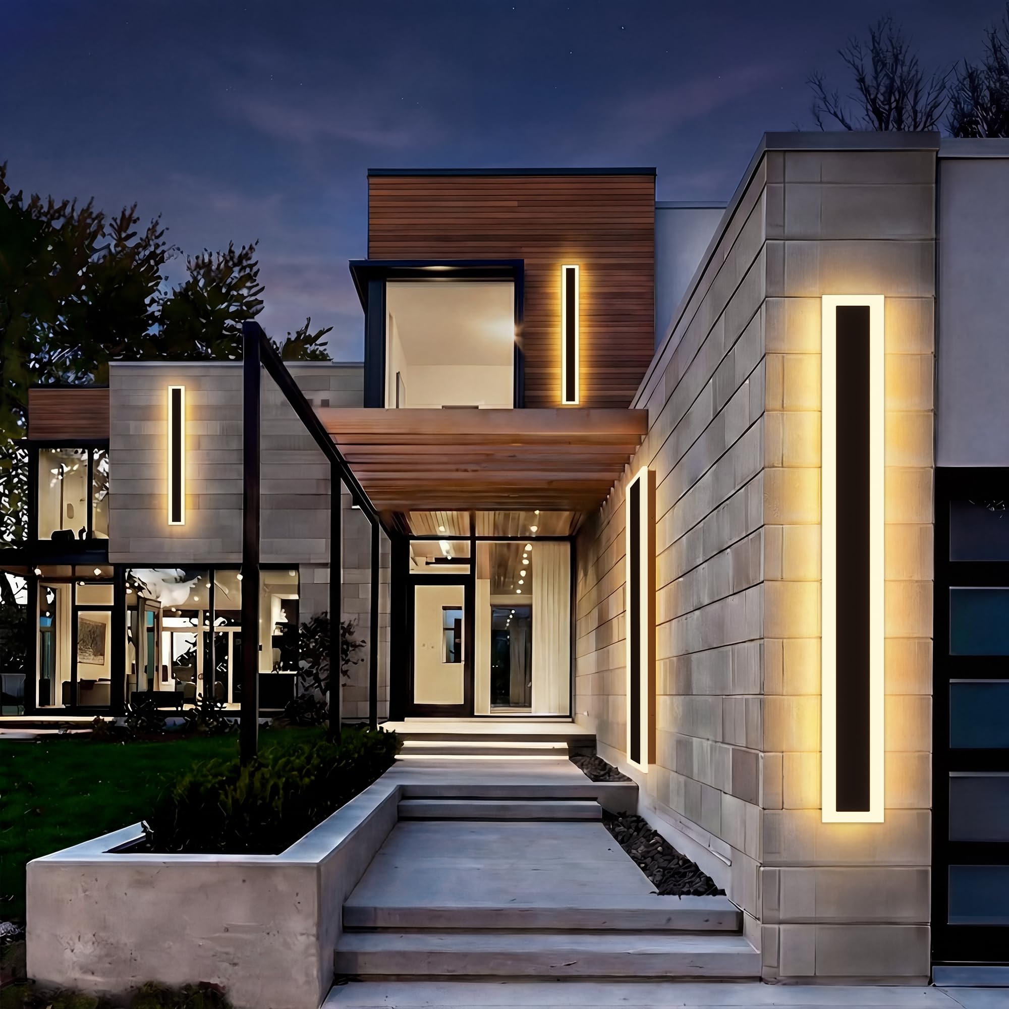View 1 of 1Pack 39inch Modern Long Outdoor LED Wall Light Waterproof IP65 Warm White