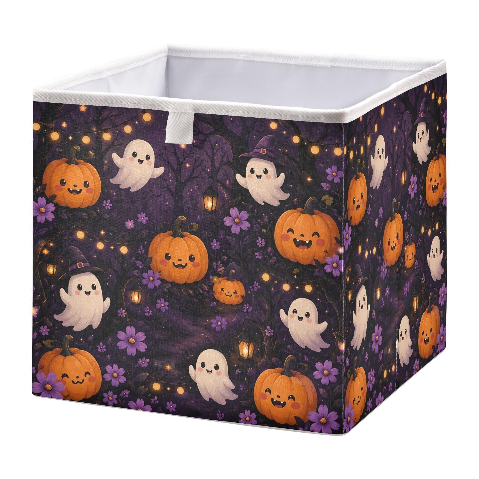 Ewusp Halloween Boo Cube Storage Boxes 28x28 cm Foldable Closet Organiser Bin Holiday Basket Baby Basket for Nursery Bedroom Office