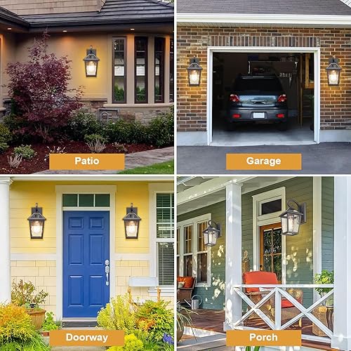 Miniatura 28 de Lámparas de pared para exteriores, faroles de pared exterior impermeables con vidrio, apliques de pared exterior, luces de porche delantero