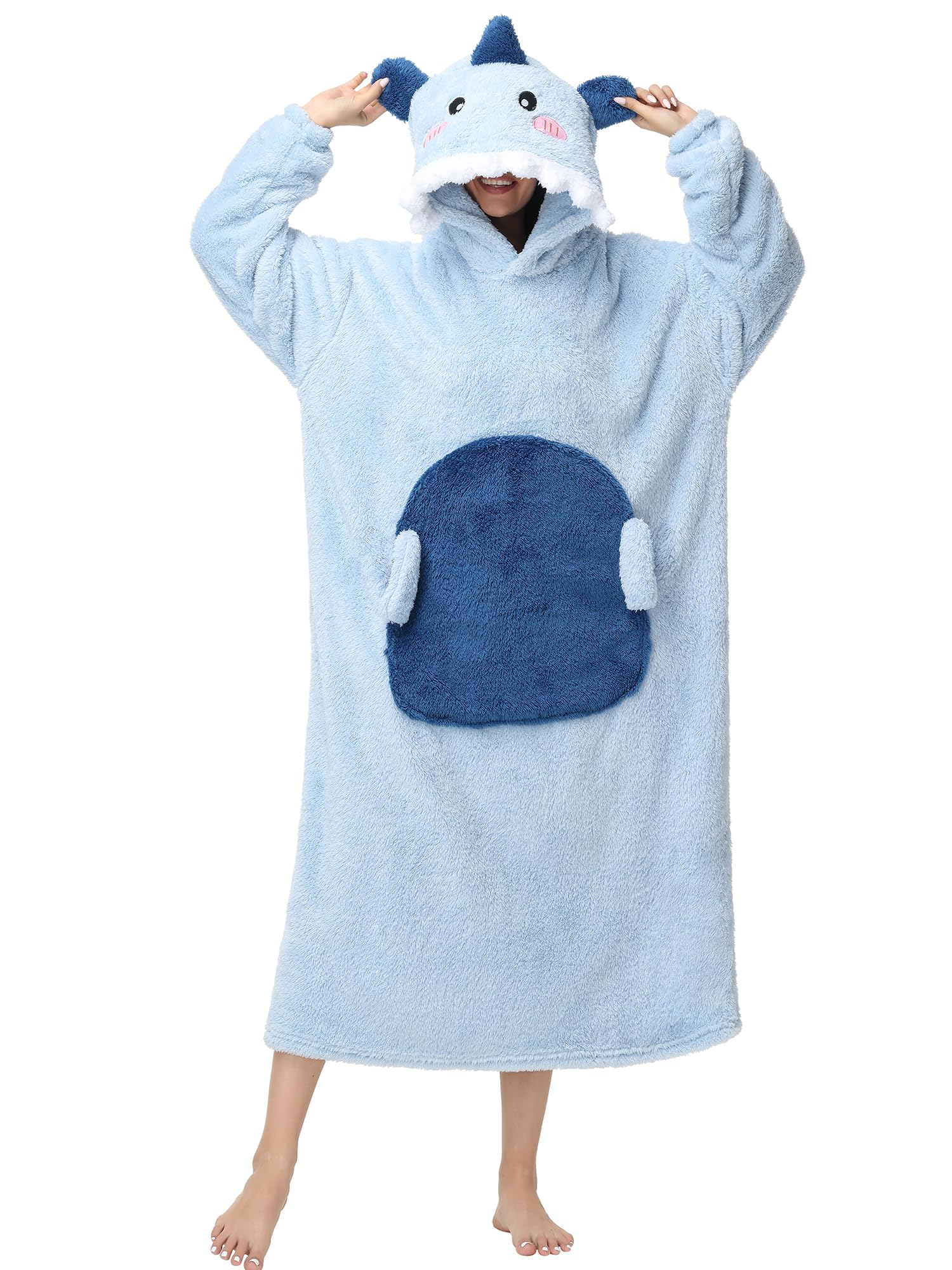 LATH.PIN Hoodie Decke Tragbare Verlängert Übergroße Oversized Pullover Tragbare Deckenhoodie Gemütlicher Decken-Sweatshirt mit Ärmeln und Riesigen Taschen für Erwachsene Unisex