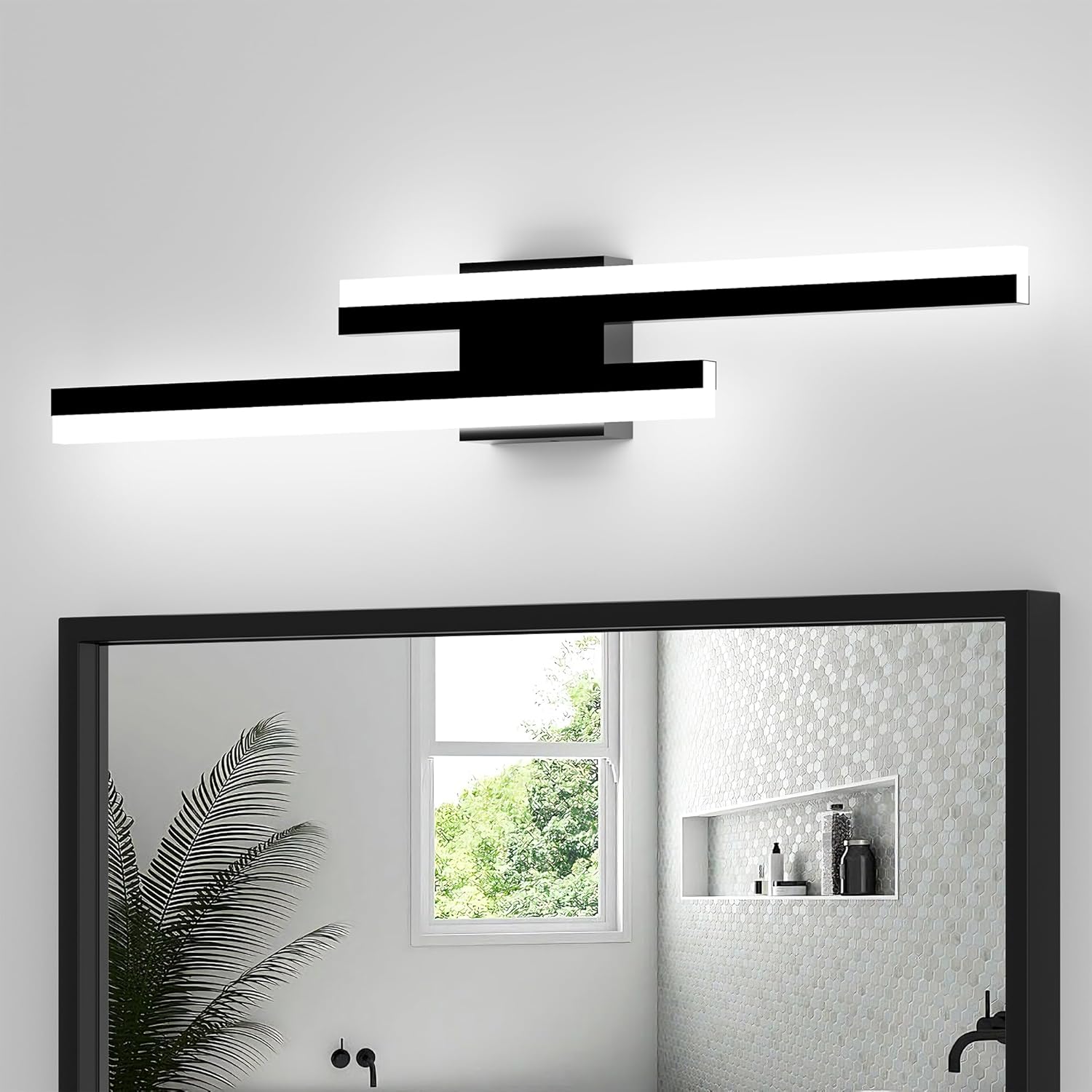 Espird 32inch Led Bathroom Vanity Light Bar, Matte Black 6000K Vanity Lights for Bathroom, Modern Bathroom Light Fixtures Over Mirror Black Led Bath Lighting Fixtures
