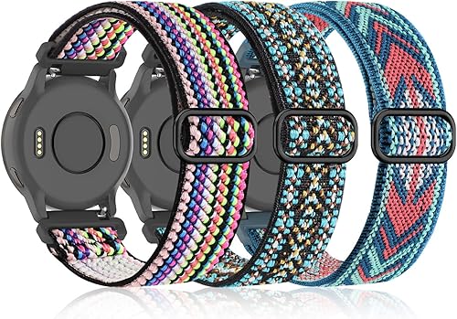 Bolesi Paquete de 3 correas elásticas de nailon de 0.71 pulgadas para Garmin Venu 2S  Venu 3S Vivoactive 4SVivoactive 3S, correa deportiva suave de