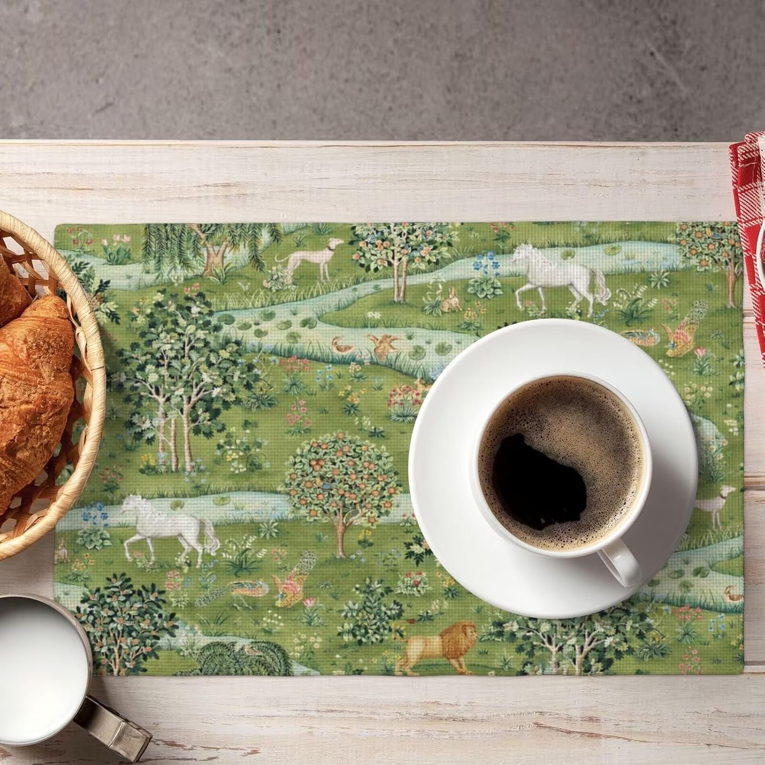 William Morris Floral Prints Placemats for Dining Table Placemat Set of 6 Table Settings Table Mats for Home Kitchen Holiday Decoration Strawberry Thief-2