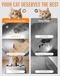 Powools Boîte à litière en acier inoxydable pour chatons, boîte à literie en métal avec scoop, haut anti fuite, non-sticky, facile à nettoyer, gris, M (1 Boîte)