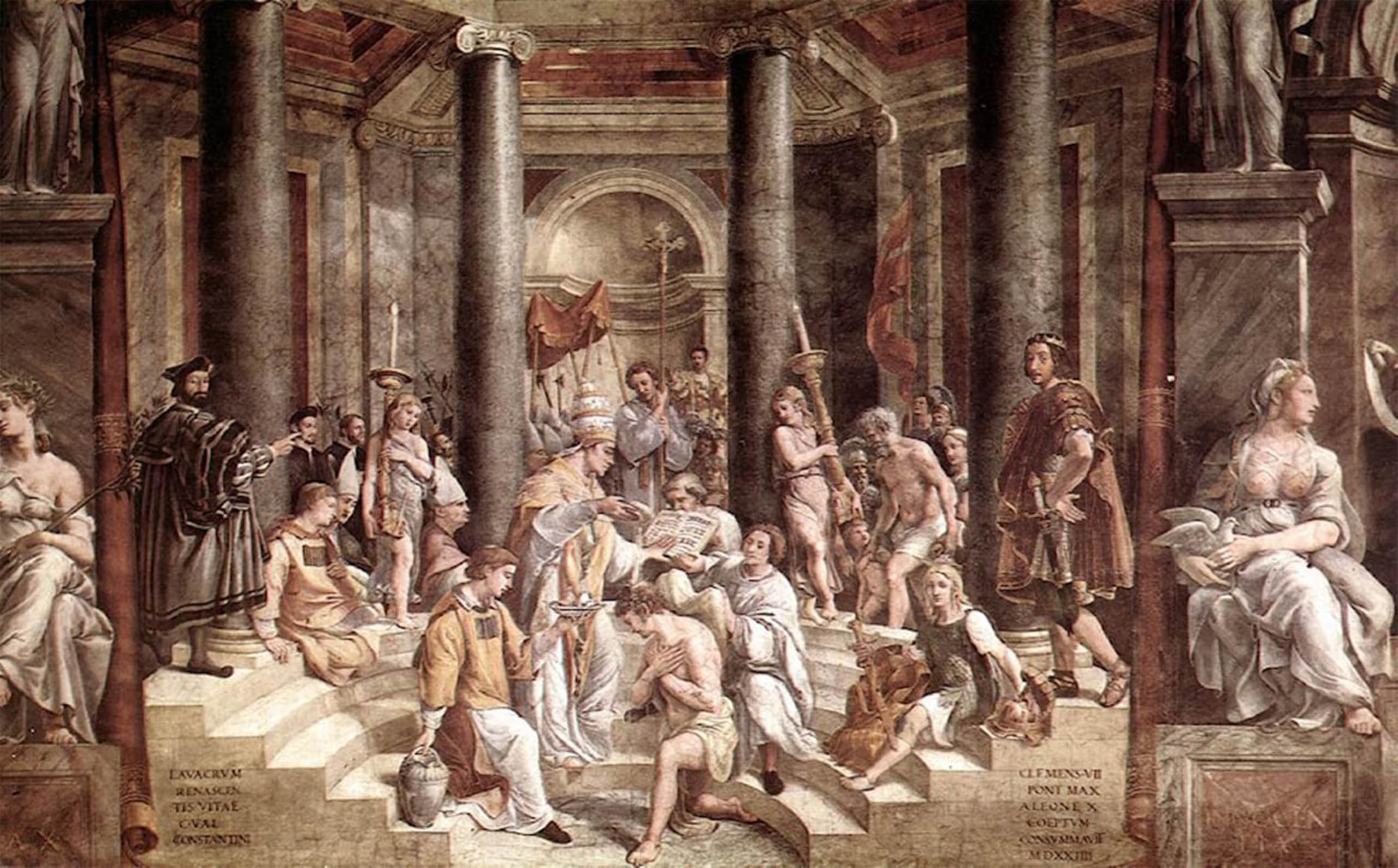 ARTXLXXBN Famous Print Painting Colorful Art Print the Baptism of Constantine by Raphael Canvas Art Decorations for Home Decor 60x90cm