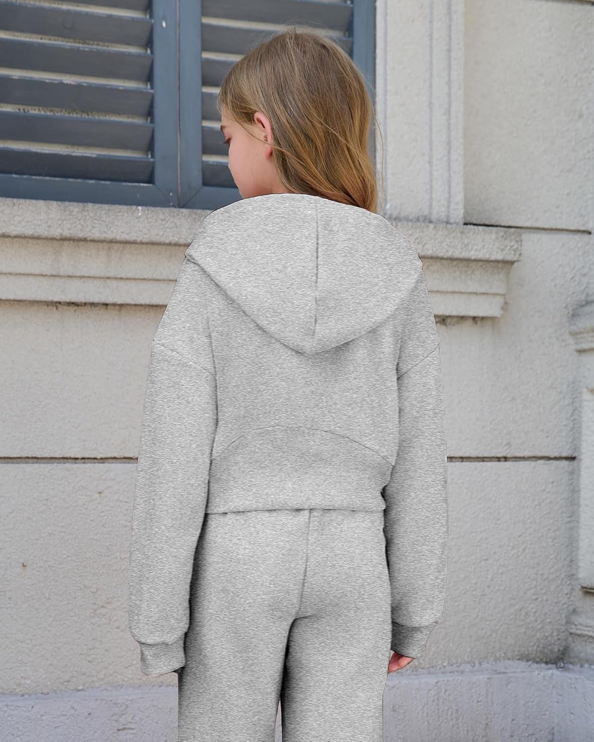 Girls 2 Piece Outfits Hoodie Zip Drop Shoulder Sweatshirt and Sweatpants Set with Pockets Sweatsuit Fall Clothes - Image 6