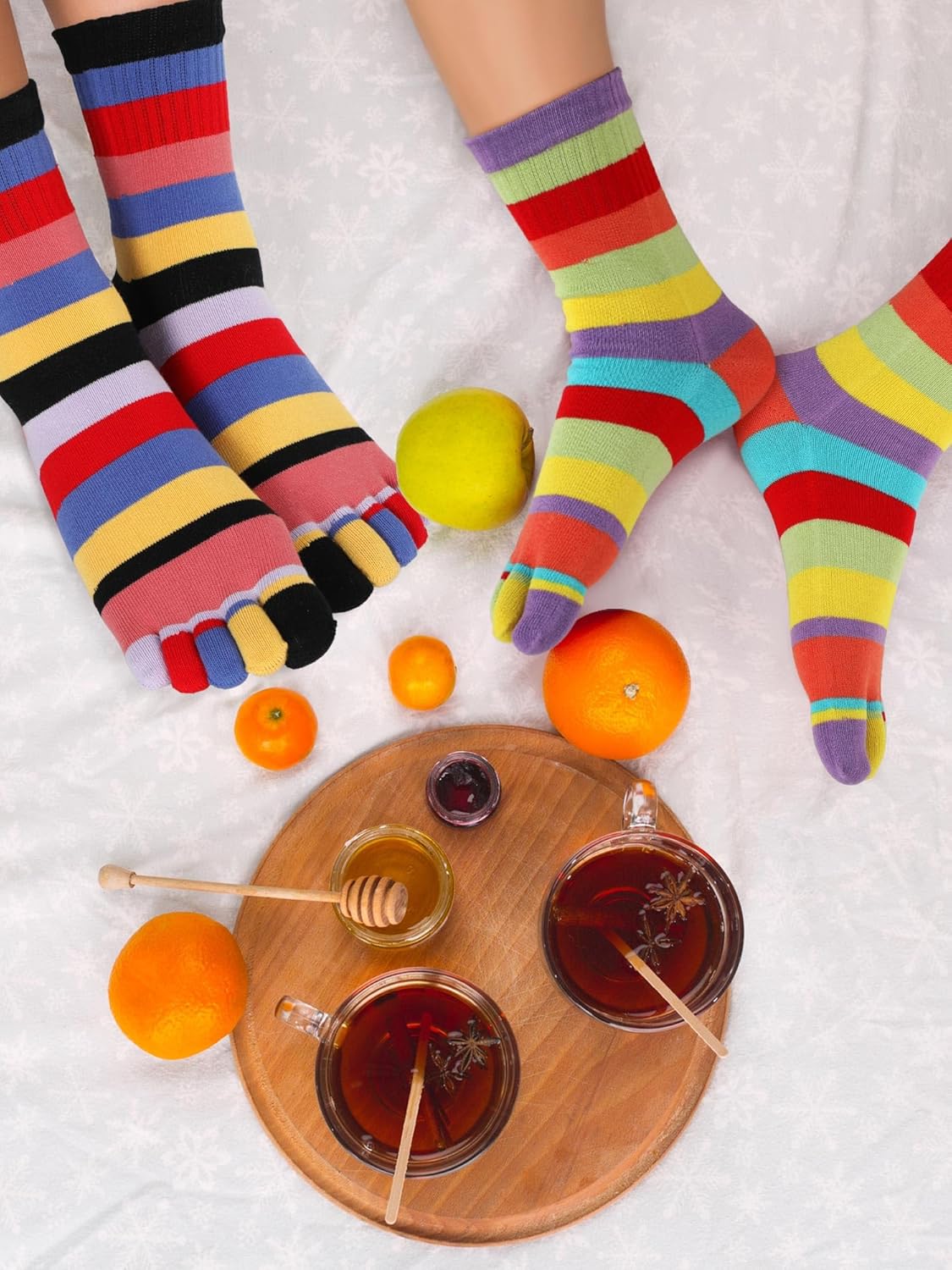 Bencailor 5 Pairs Women Toe Socks Cotton Breathable Compression Crew Five Toe Finger Socks for Women Men Athletic Running - Image 2