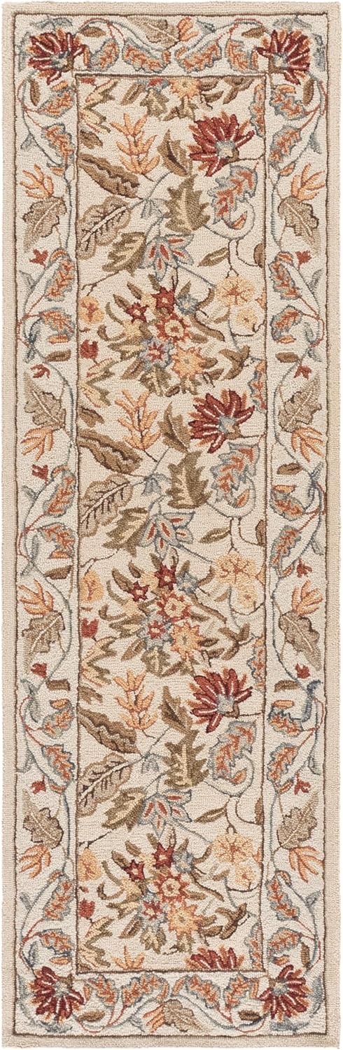 SAFAVIEH Chelsea Collection Runner Rug - 2'6" x 8', Ivory, Hand-Hooked French Country Floral Wool, Ideal for High Traffic Areas in Living Room, Bedroom (HK141A)