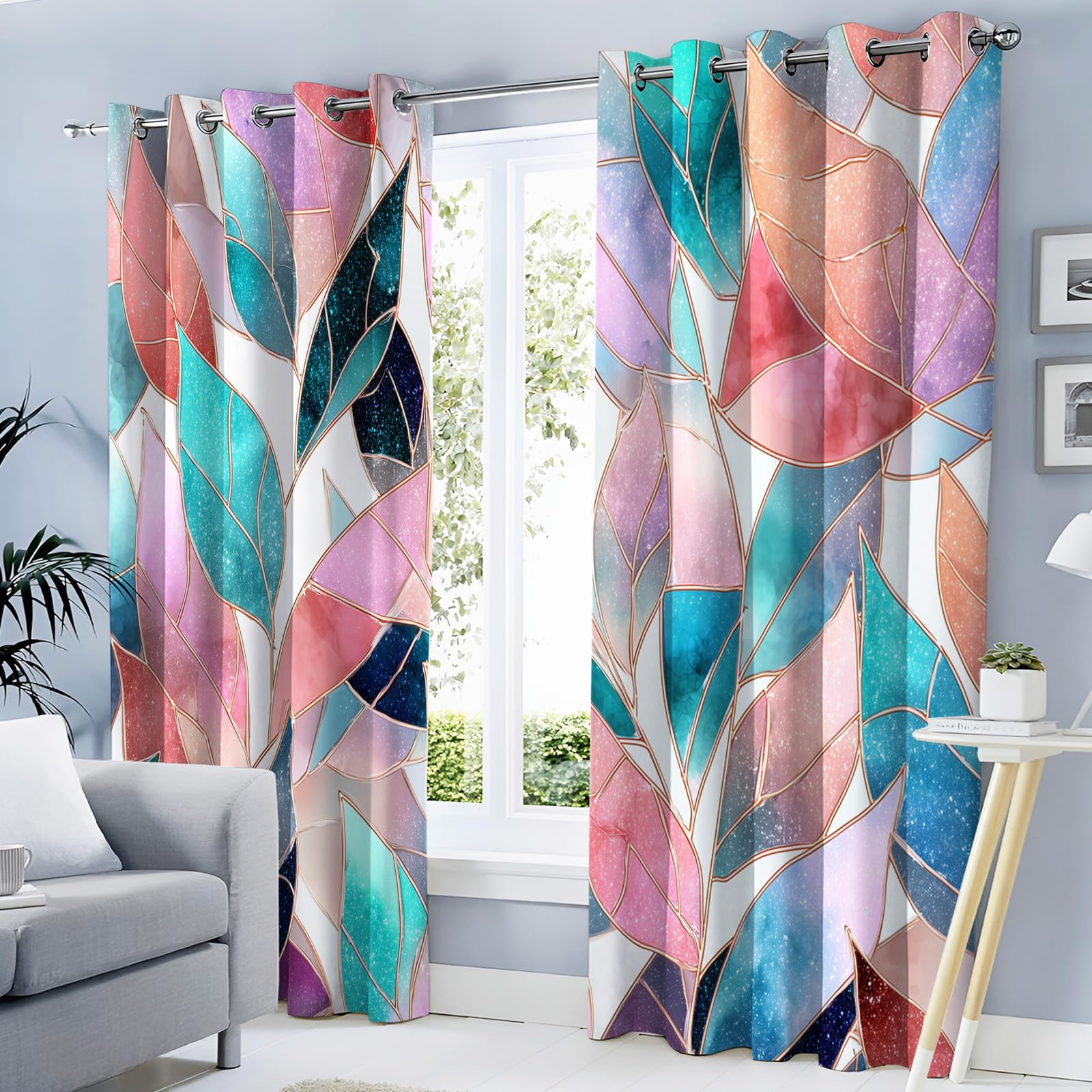 Draperies intérieures à oeillets au fini aquarelle haut de gamme pour salon