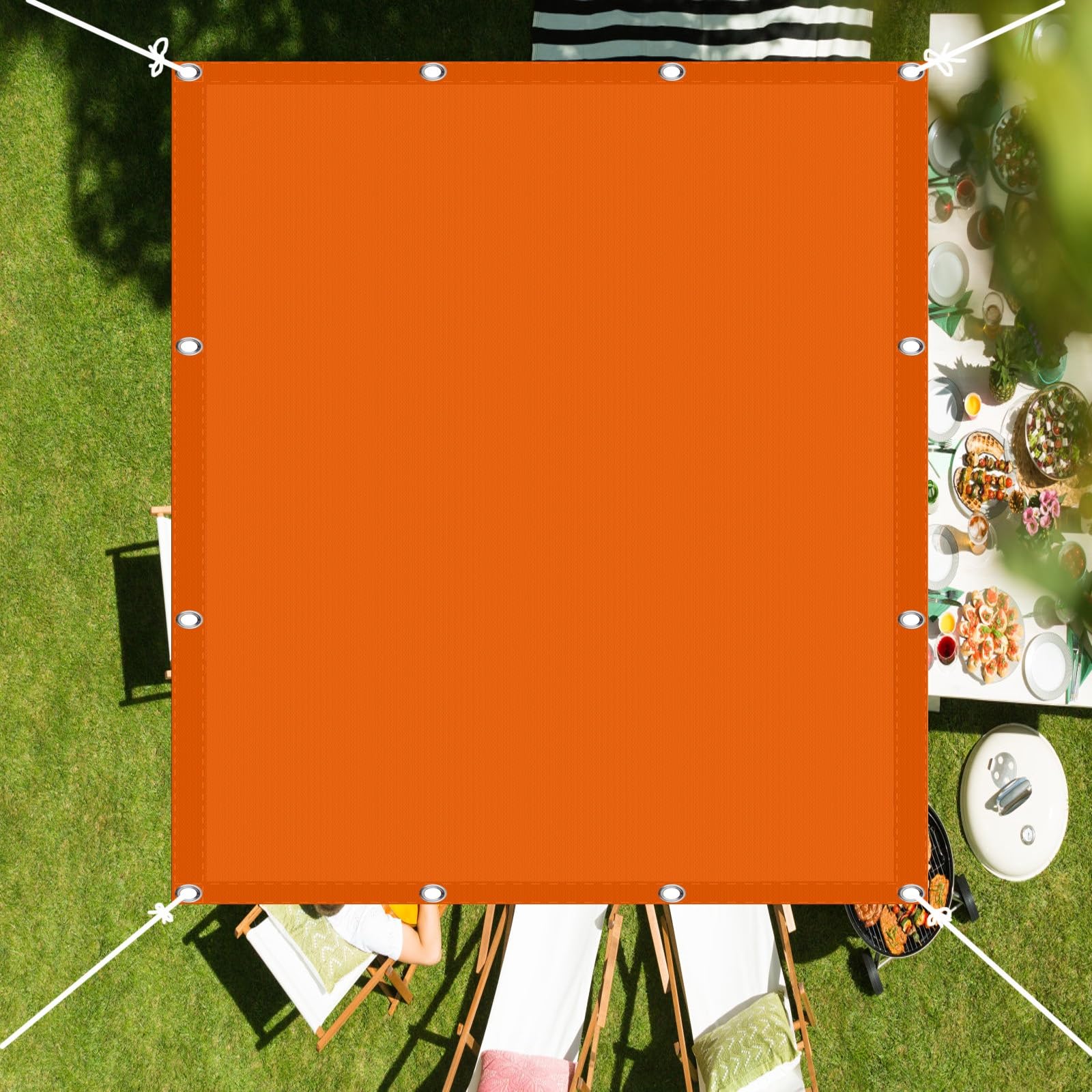 WQPMNYG Sun Shade Sail 5.5x6m Rectangle Canopy UV Block Awning Durable Weather Resistant for Backyard Deck Patio Orange