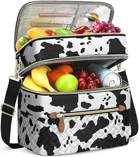 Miniatura 9 de Capolo - Lonchera para mujeres, hombres y adultos, bolsa de almuerzo aislada a prueba de fugas con correa extraíble, lindas bolsas de almuerzo