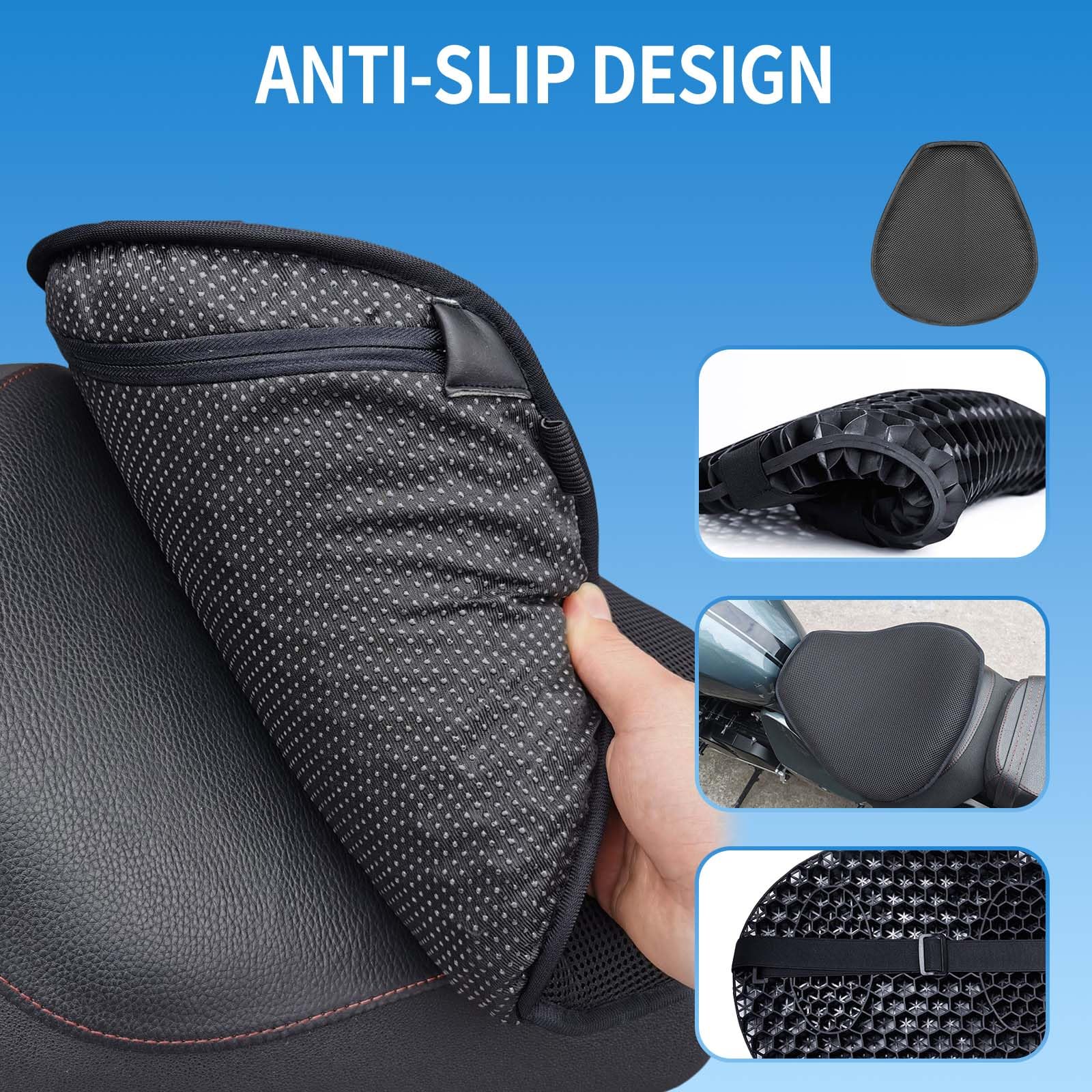 Motorcycle Seat Cushion Plegable, Cojin Moto con Innovador Protector de Amortiguación del Cojín de Gel, Transpirable Físicamente y Cómodo a Largo Plazo, Cojin Asiento Moto Gel