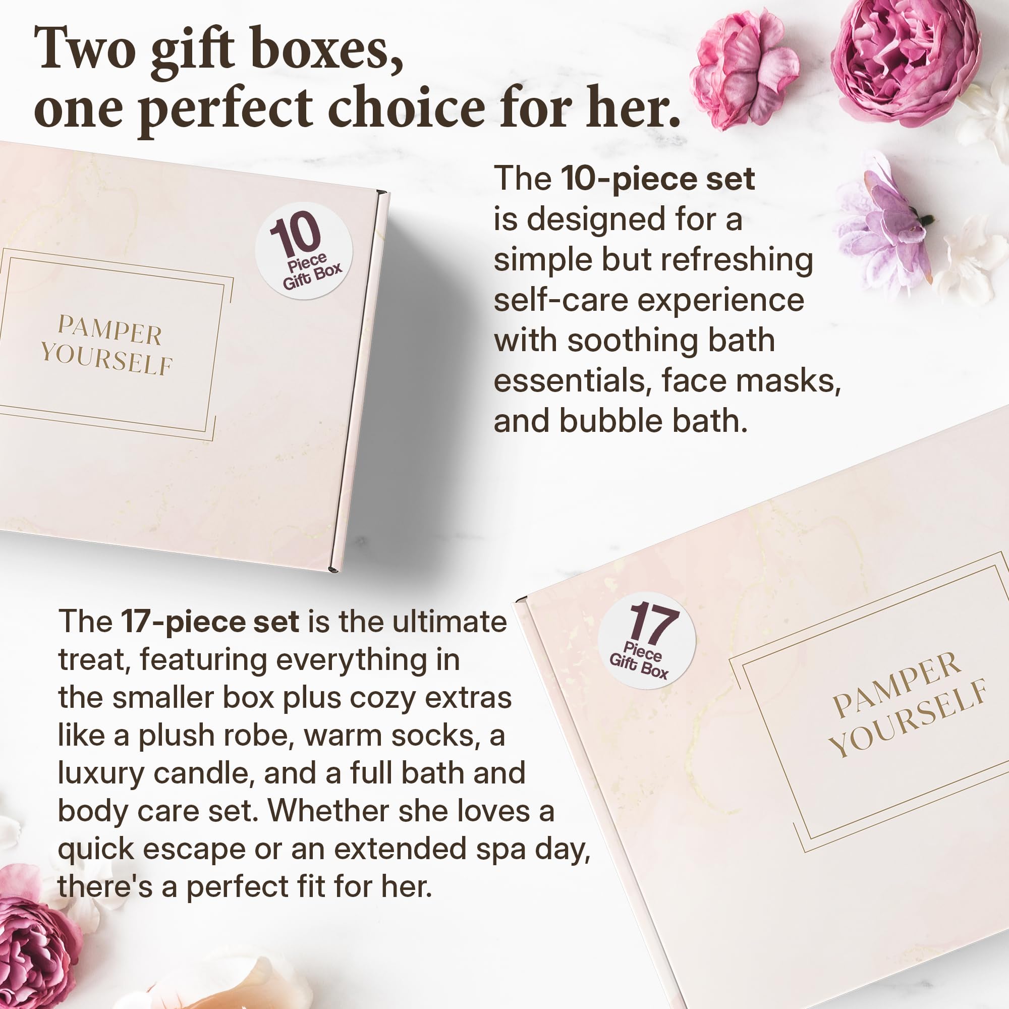 17-Piece Spa Gift Box for Women | Mother’s Day & Graduation Gift | Eye Mask, Candle, Robe, Loofa, Bath Bombs, Face Masks, Bubble Bath, Lotion, Body Wash, Bath Salt, Shampoo, Conditioner & Socks: 17 Pieces
