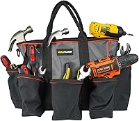 Vista 1 de MELOTOUGH 14 inch Supply bag Open Top Tote tool bag Tool Organizer bag with shoulder strap for Cleaner, Contractor, HVAC (Gray)