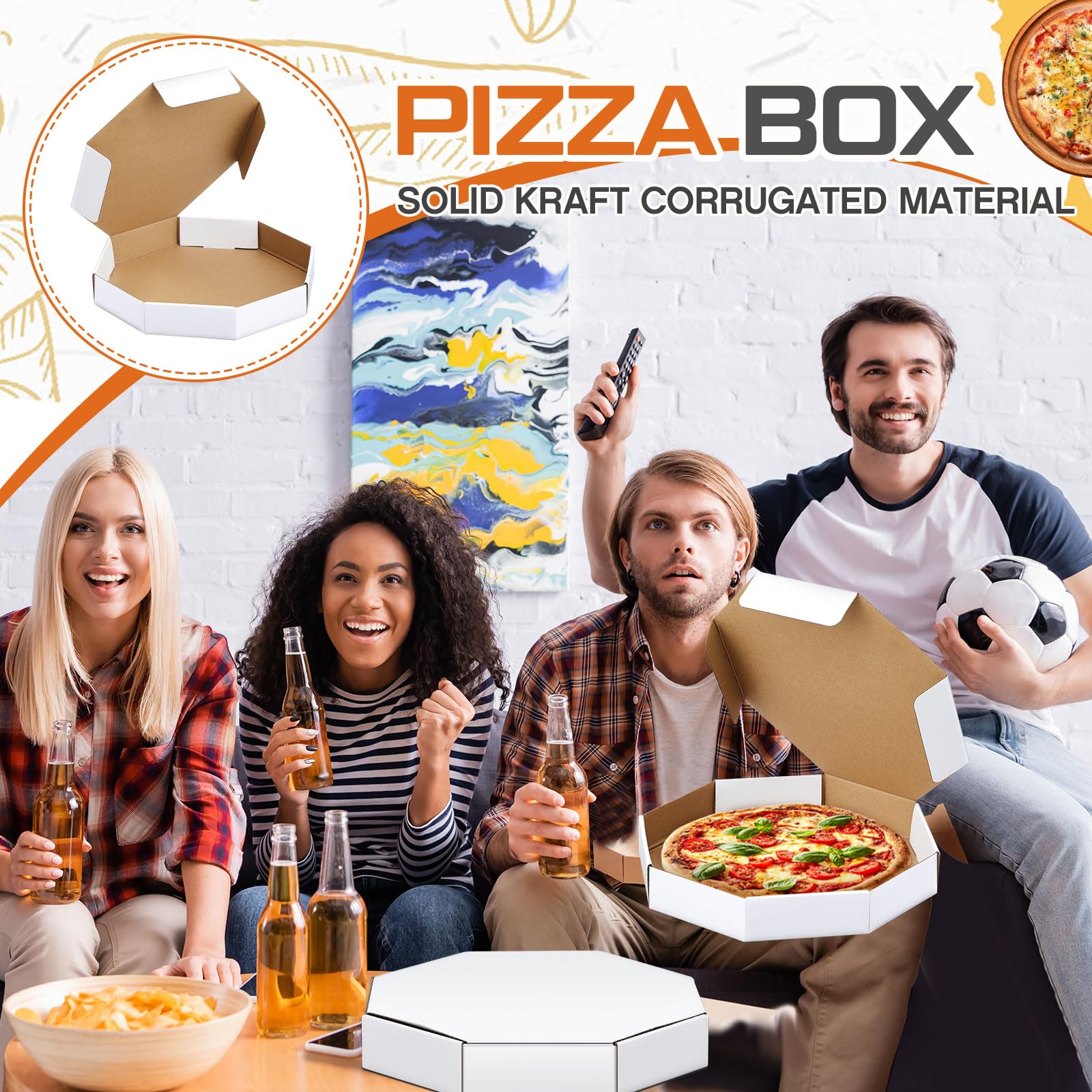 Teenyyou Paquete de 20 cajas octogonales de cartón corrugado para pizza para llevar de 12 x 12 pulgadas, paquete de 20 cajas de cartón corrugado para llevar, entrega de alimentos a granel, contenedor