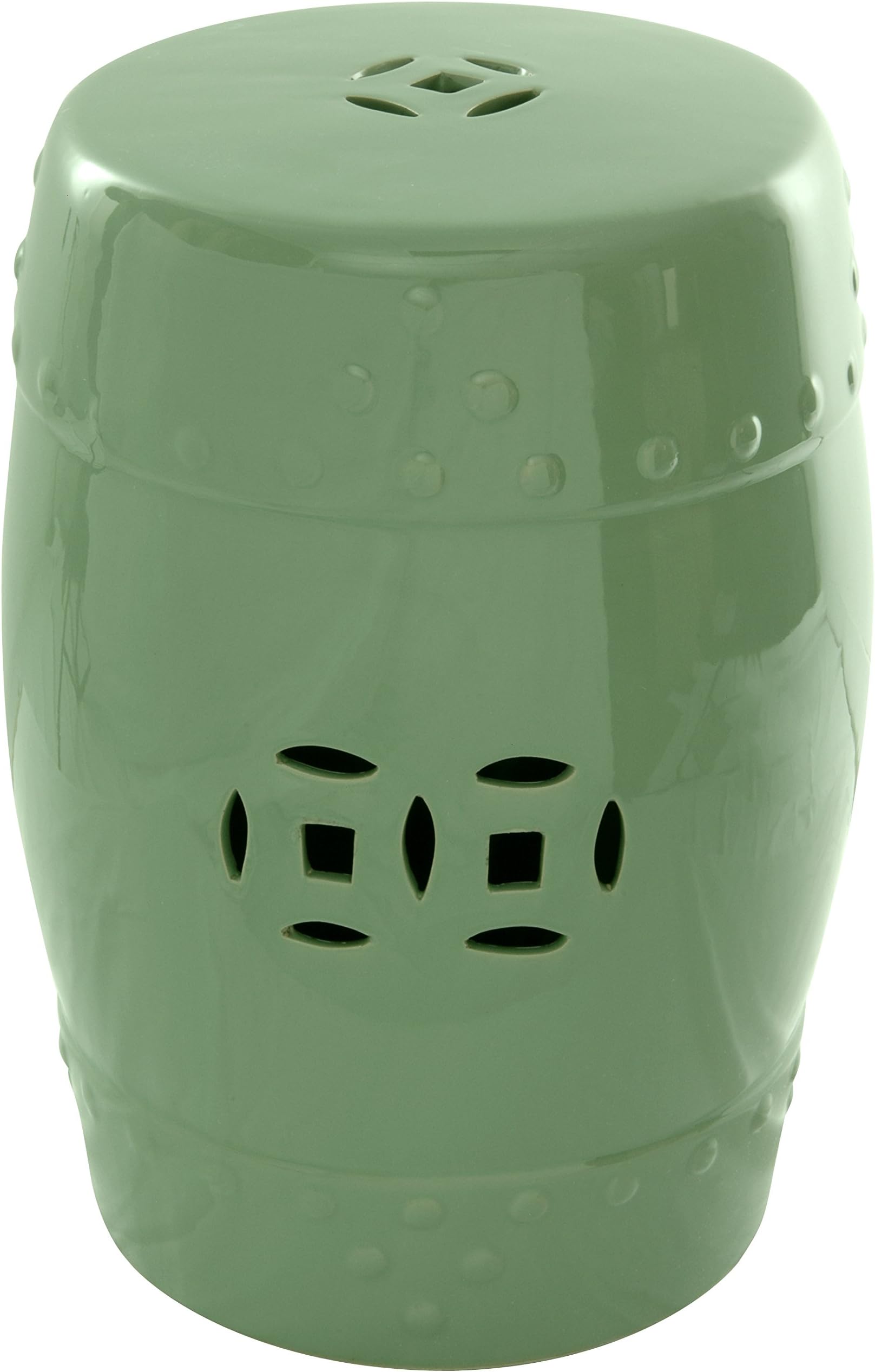 Red Lantern 18" Celadon Porcelain Garden Stool