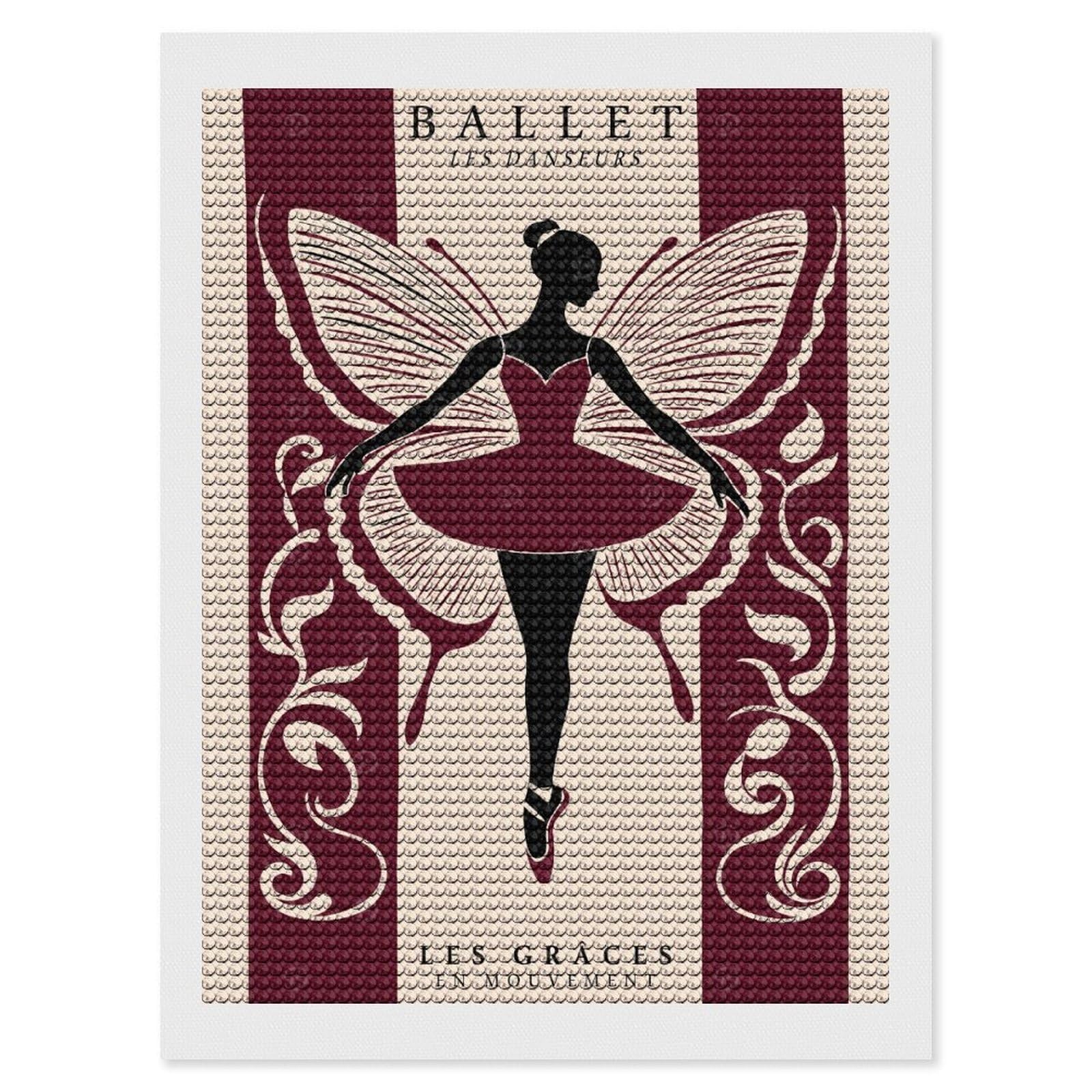 Junmoney Ballet Dancer with Butterfly Wings Diamond Painting Canvas Kit 12"x16", Relaxing DIY, Modern Decor, Aesthetic Room Decor, Home Wall Art, Wall Art Gift