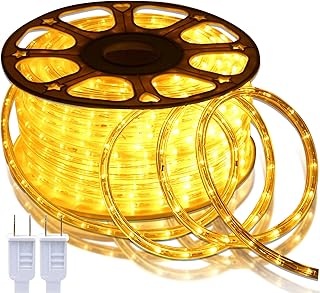 150FT LED Rope Lights Outdoor: Waterproof Flexible 110V 3000K Warm White LED String Light - Cuttable Connectable Clear Lighting Tube for Indoor Stairs Patio Garden Party Decor Use