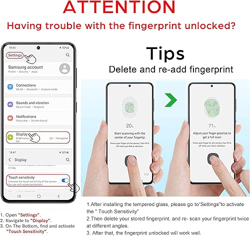 Miniatura 2 de Ailun Protector de pantalla para Galaxy S21 5G [6.2 pulgadas], paquete de 2 + 2 unidades de lente de cámara, vidrio templado, desbloqueo de huellas