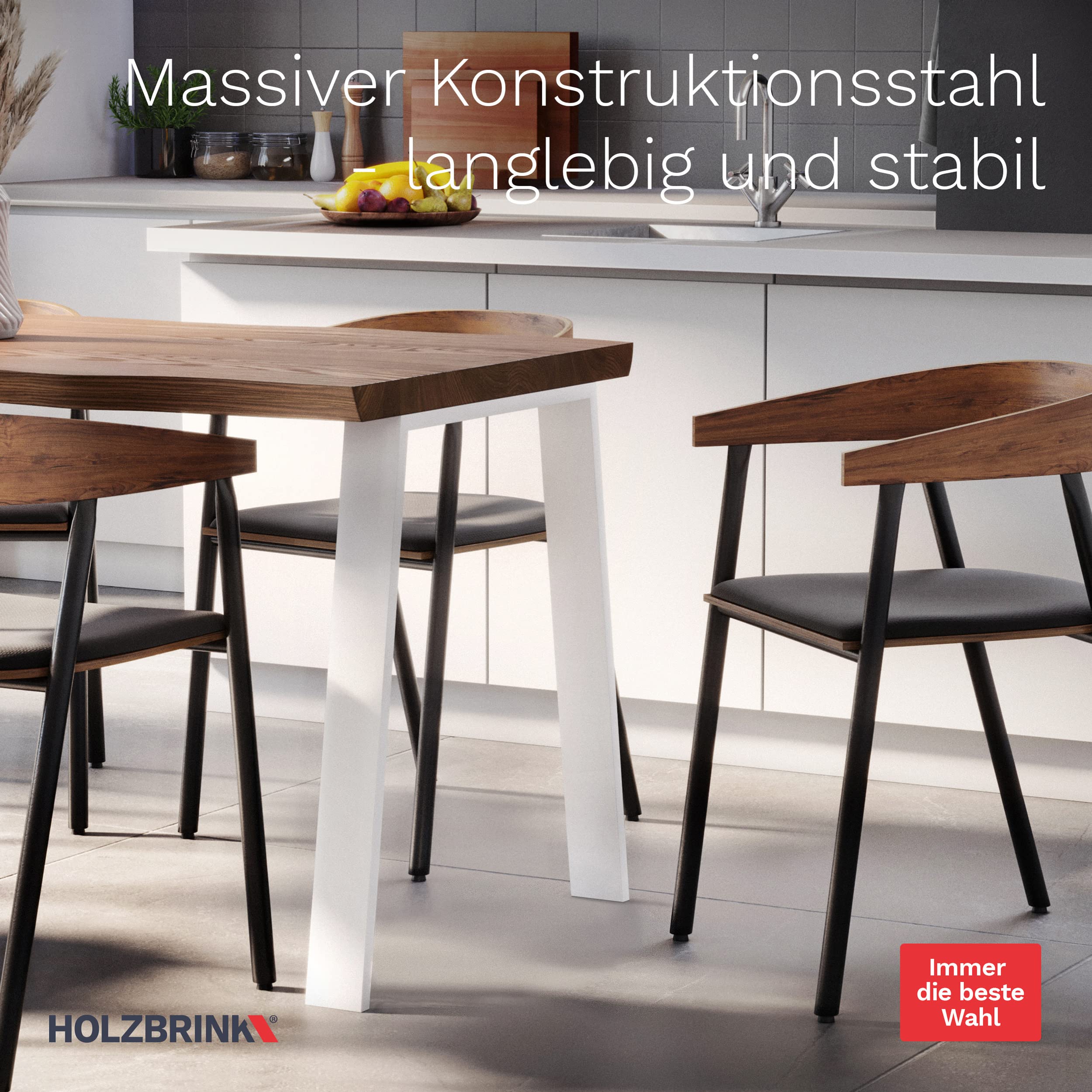 HOLZBRINK stalen poten, poot voor eettafel, keukentafel, conferentietafel, 150x70x72 cm (L x B x