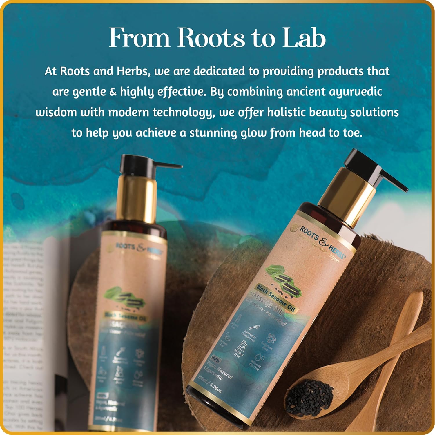 Black Sesame Seed Oil - Body Massage Oil Warmer with Cold-Pressed Black Seed Oil, Ayurvedic Herbs - Body Massage Oil for Massage Therapy - Roots and Herbs, 6.76 oz - Image 7