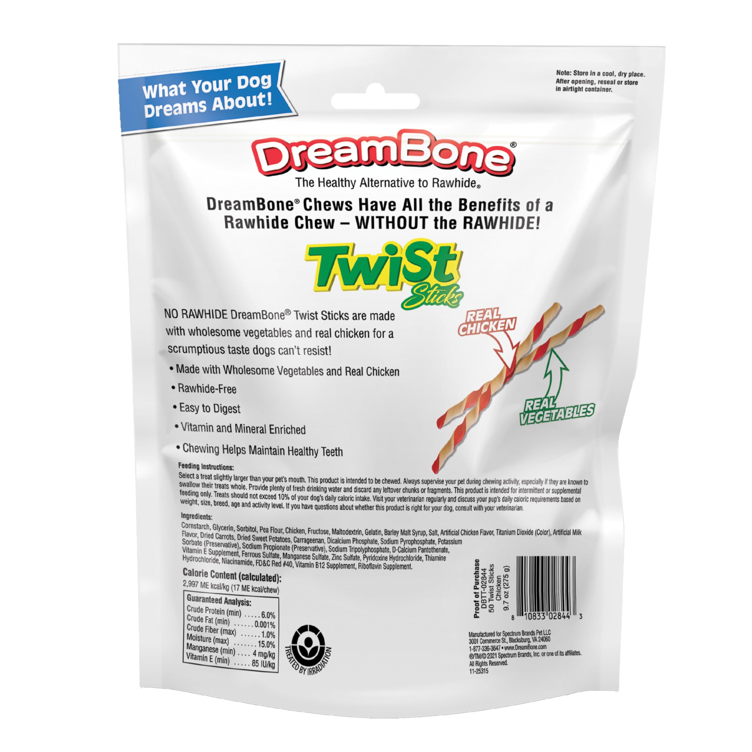DreamBone Twist Sticks, Made With Real Chicken, Rawhide-Free Chews for Dogs, 50 Count