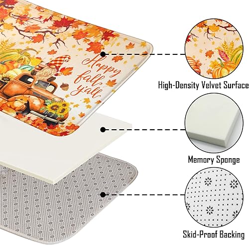 Miniatura 6 de Lutto Juego de cortinas de ducha de otoño con alfombras, juego de baño de otoño, cortinas de ducha de calabaza de Acción de Gracias para decoración