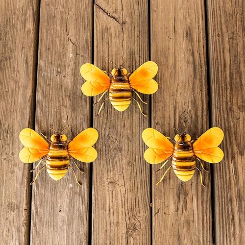 Metal Bee Wall Decor Art Outdoor Garden Fence Patio Yard