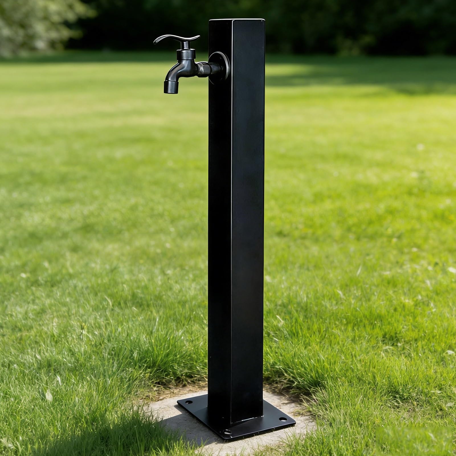 SDCFFC 304 Stainless Steel Outdoor Vertical Square Garden Water Column, Freestanding Black Yard Hydrant for Backyard and Irrigation Garden Pedestal Faucet, Water Spigot